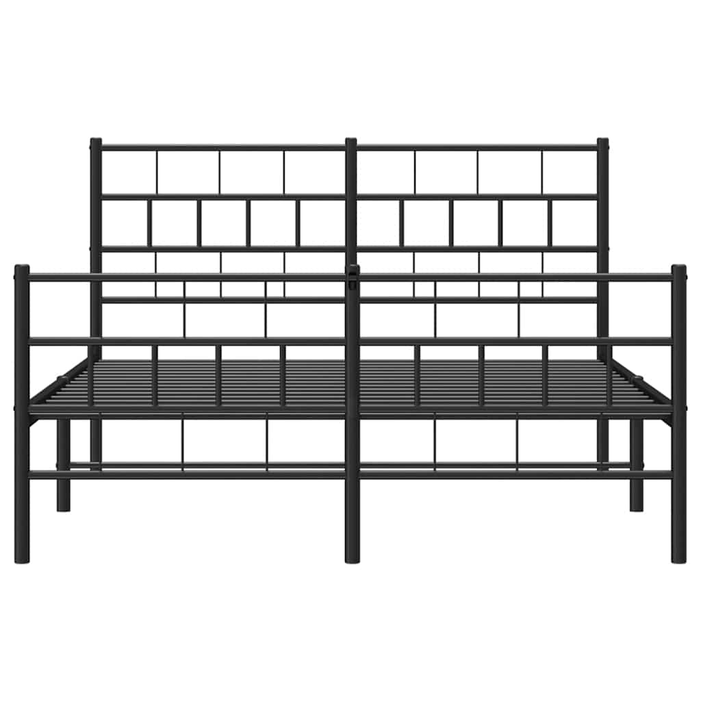 Sengeramme i metall med hode- og fotgavl svart 150x200 cm