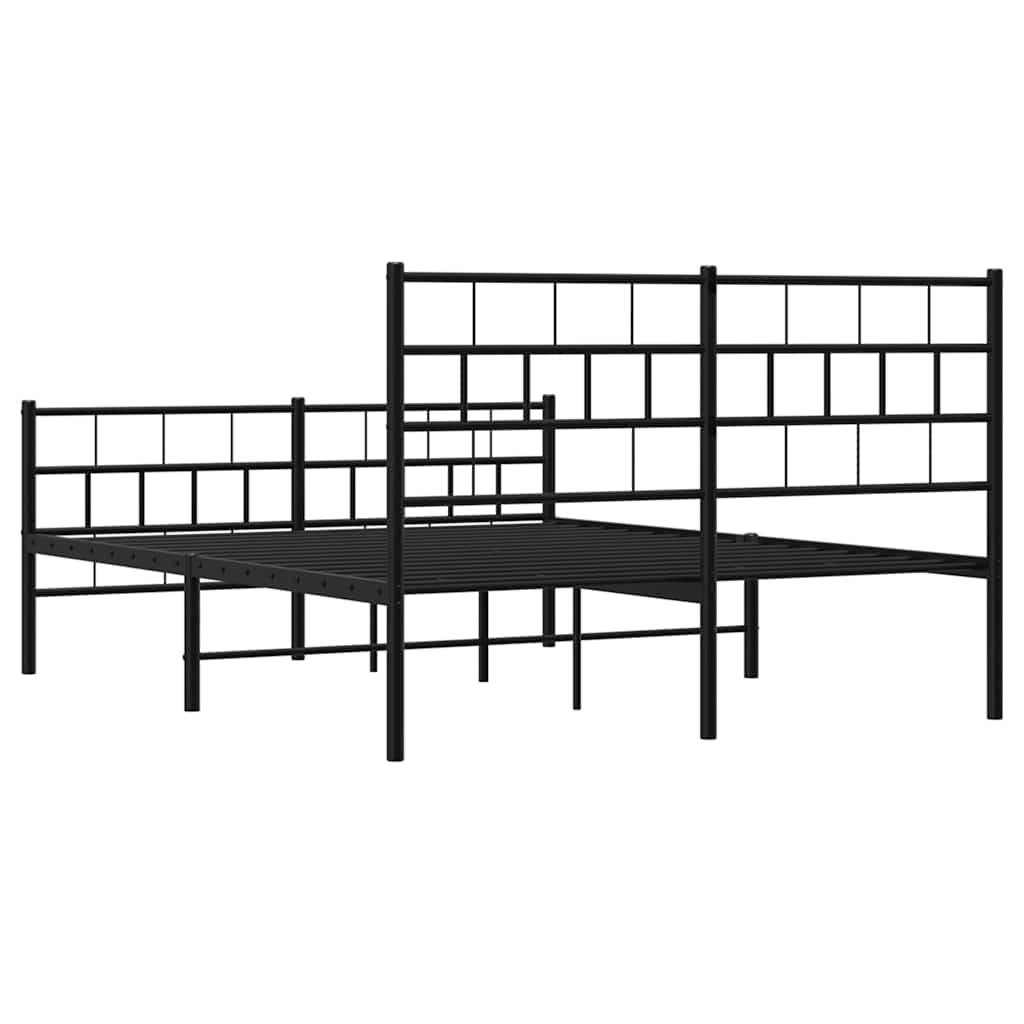 Sengeramme i metall med hode- og fotgavl svart 150x200 cm
