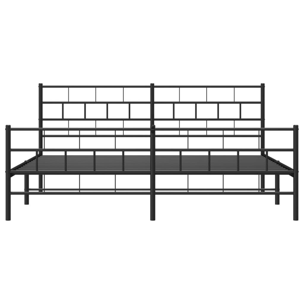Sengeramme i metall med hode- og fotgavl svart 183x213 cm