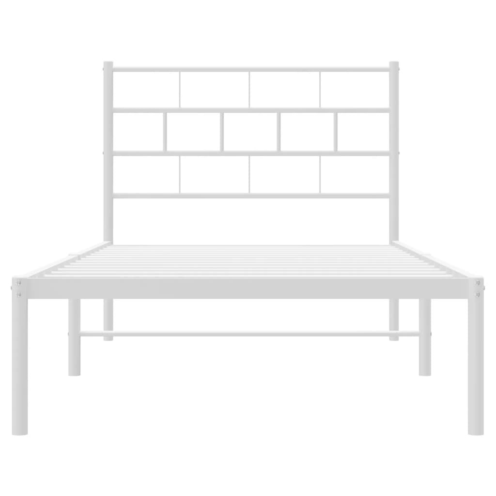 Sengeramme i metall med hodegavl hvit 75x190 cm