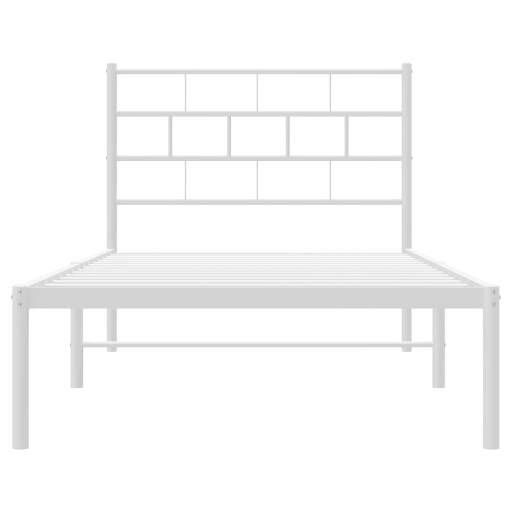 Sengeramme i metall med hodegavl hvit 90x200 cm