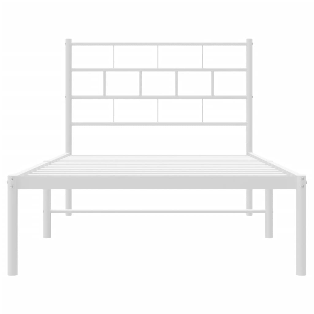 Sengeramme i metall med hodegavl hvit 100x200 cm