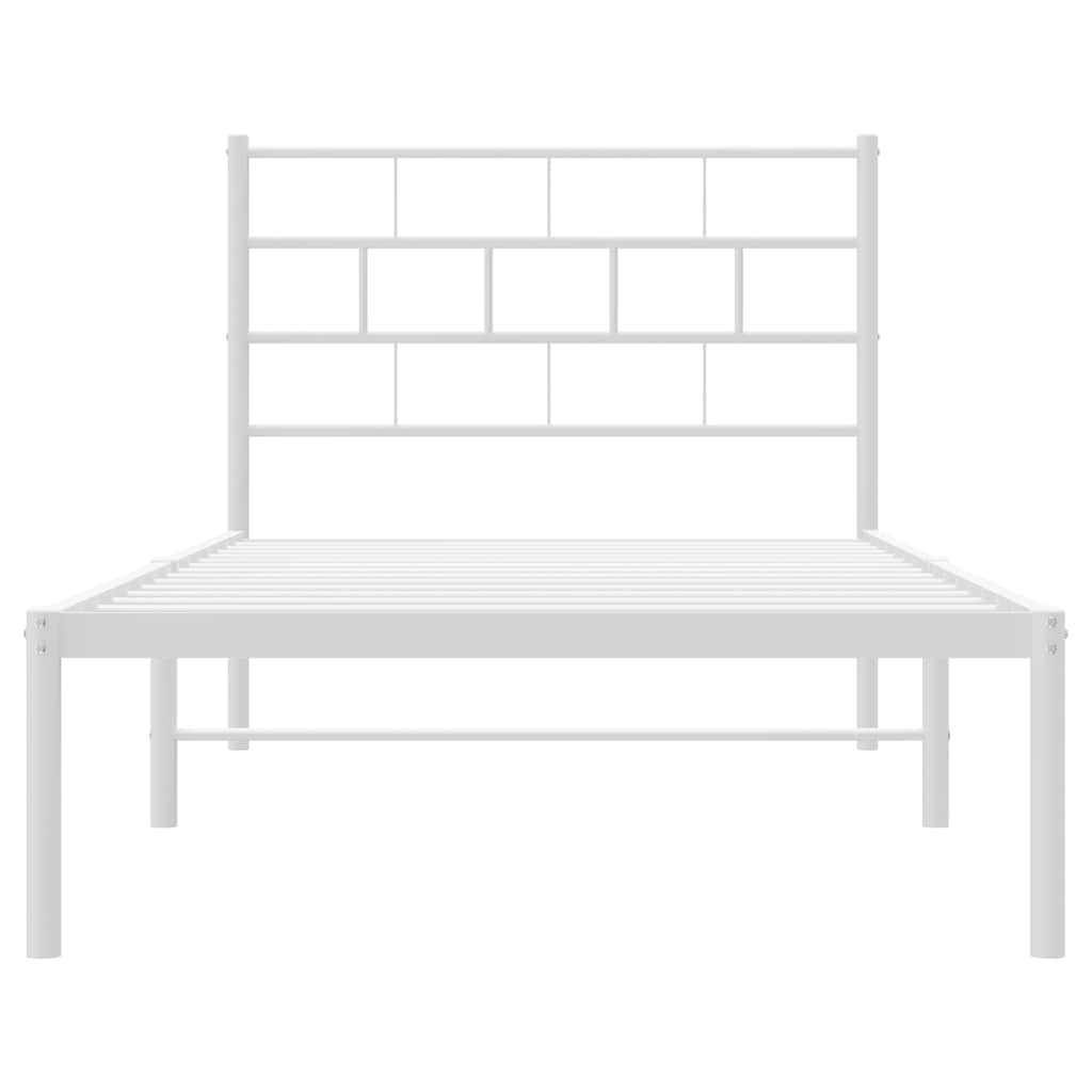 Sengeramme i metall med hodegavl hvit 100x200 cm
