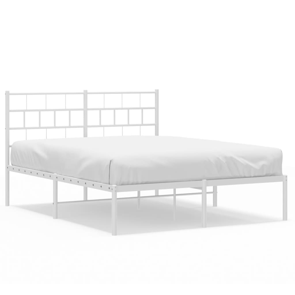 Sengeramme i metall med sengegavl hvit 160x200 cm