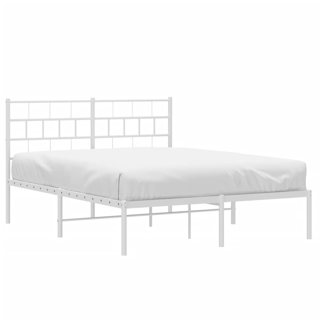 Sengeramme i metall med sengegavl hvit 160x200 cm