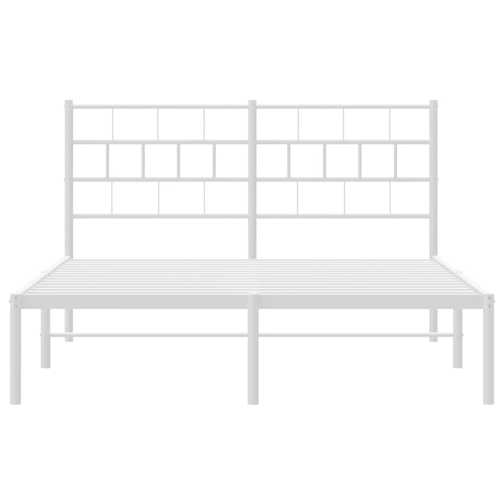 Sengeramme i metall med sengegavl hvit 160x200 cm