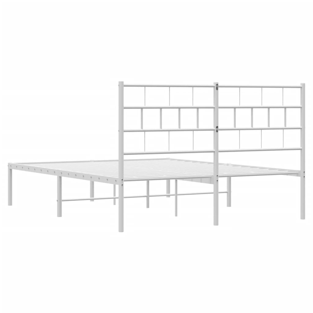 Sengeramme i metall med sengegavl hvit 160x200 cm