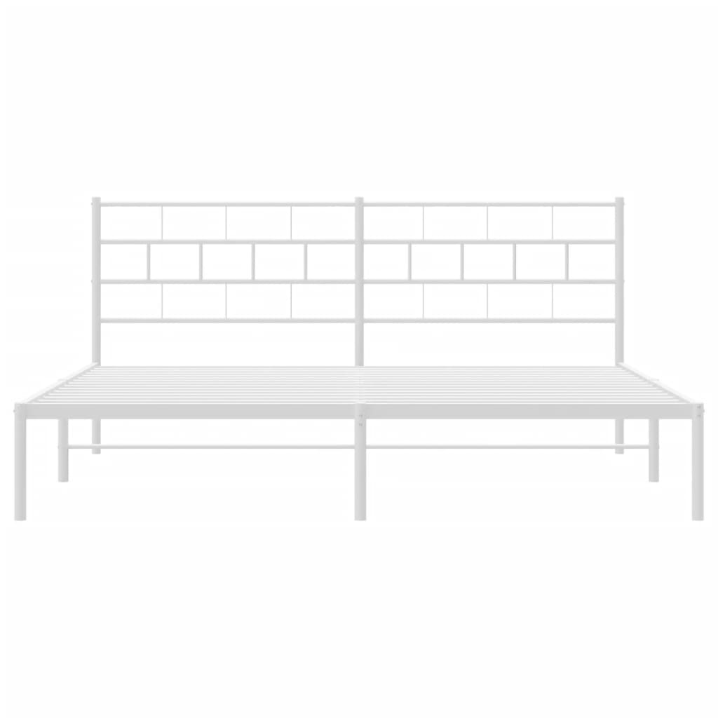 Sengeramme i metall med sengegavl hvit 180x200 cm