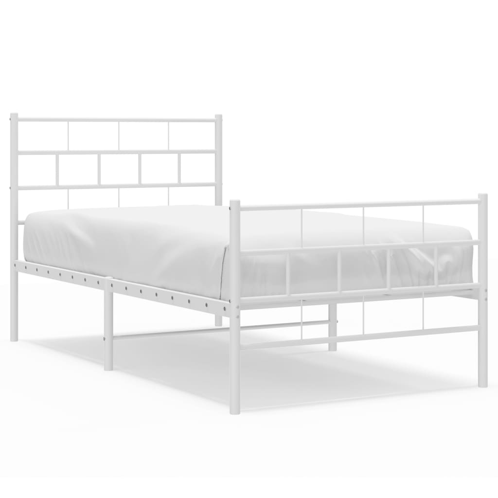 Sengeramme i metall med hode- og fotgavl hvit 90x190 cm
