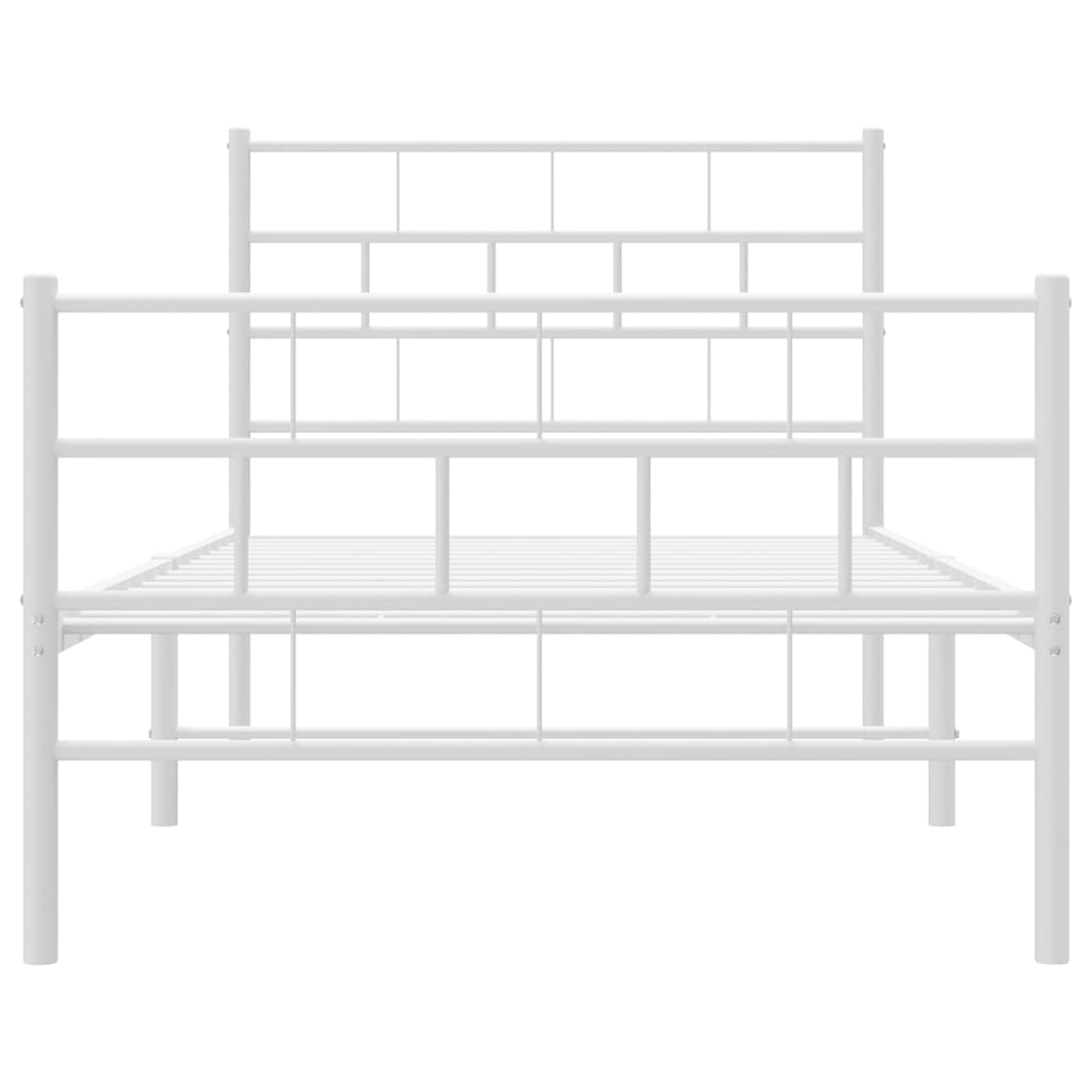 Sengeramme i metall med hode- og fotgavl hvit 90x190 cm