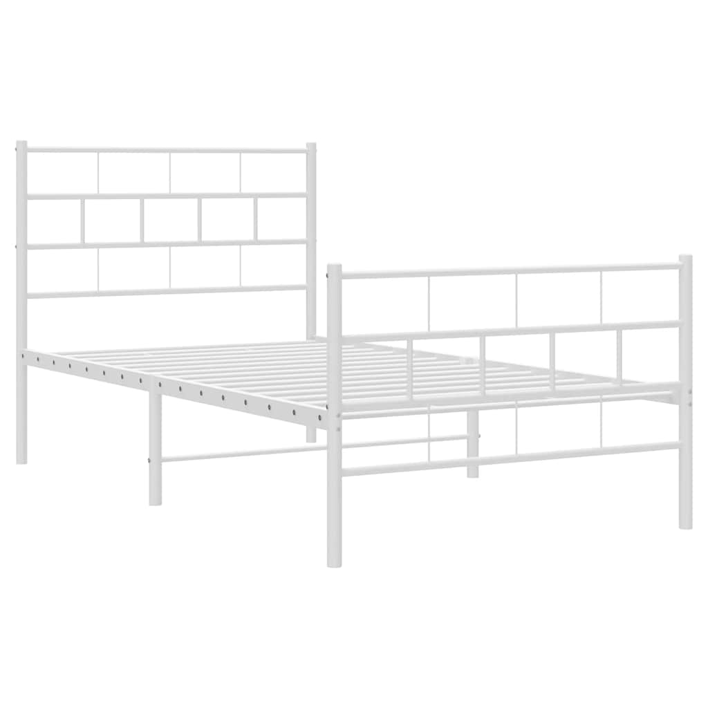Sengeramme i metall med hode- og fotgavl hvit 100x190 cm