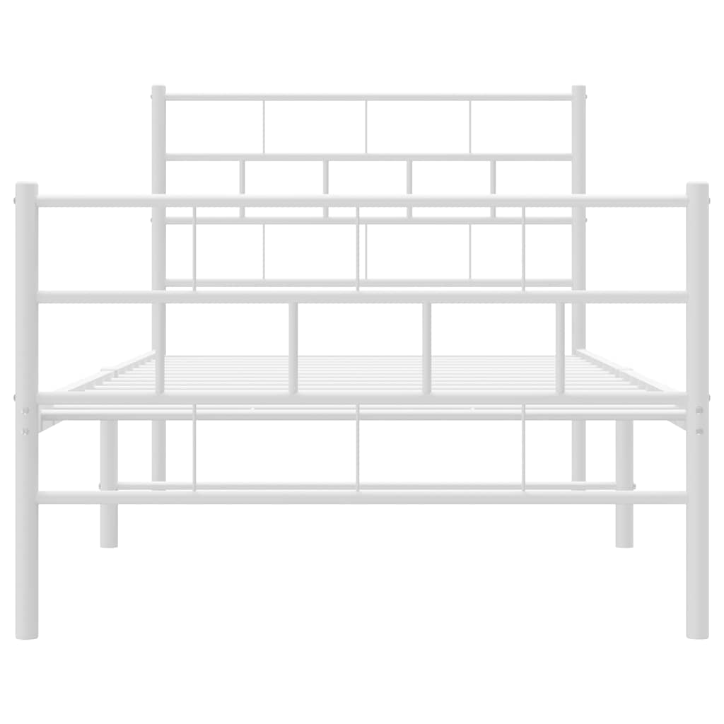 Sengeramme i metall med hode- og fotgavl hvit 100x190 cm