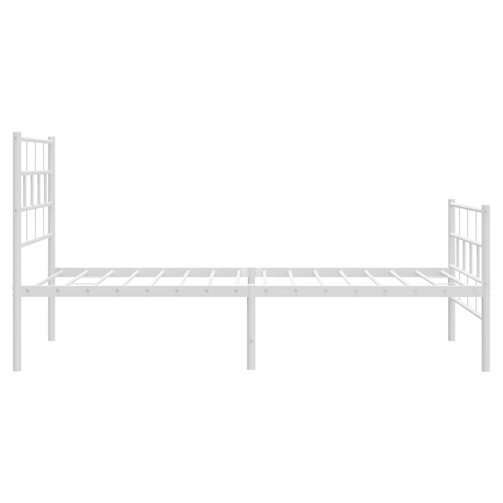 Sengeramme i metall med hode- og fotgavl hvit 100x190 cm