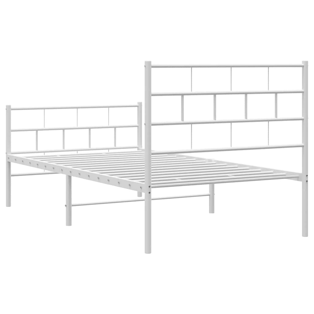 Sengeramme i metall med hode- og fotgavl hvit 100x190 cm