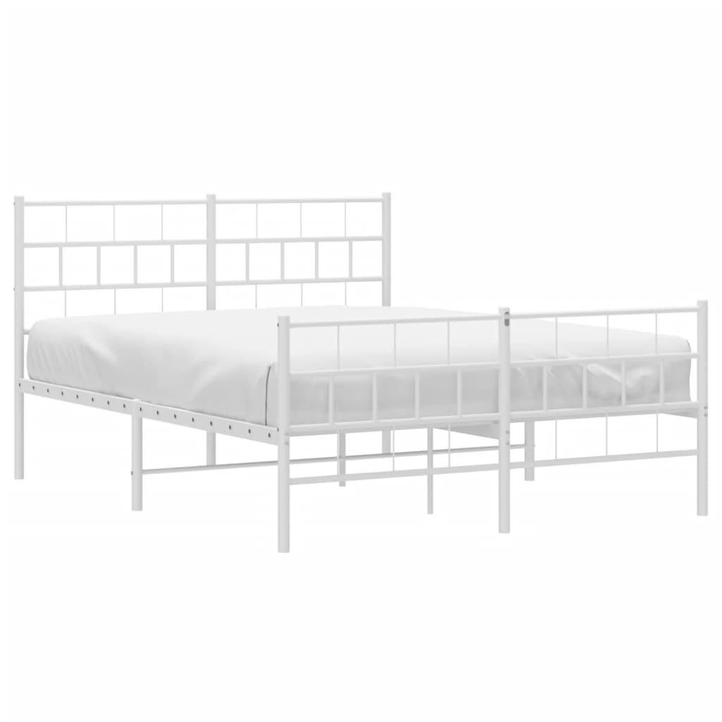 Sengeramme i metall med hode- og fotgavl hvit 140x190 cm
