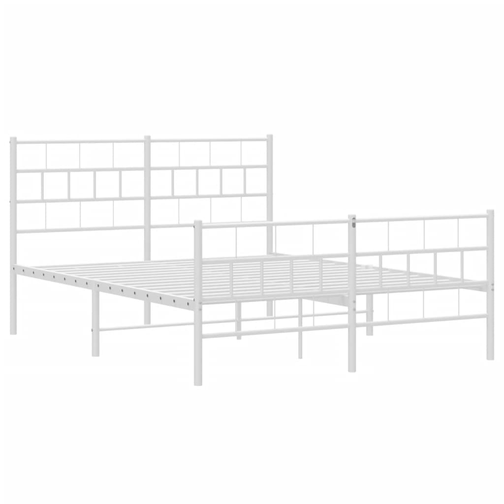 Sengeramme i metall med hode- og fotgavl hvit 140x190 cm