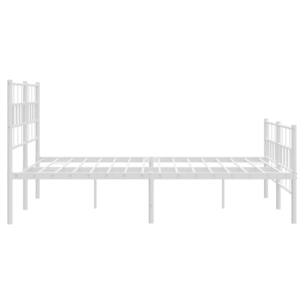Sengeramme i metall med hode- og fotgavl hvit 140x190 cm