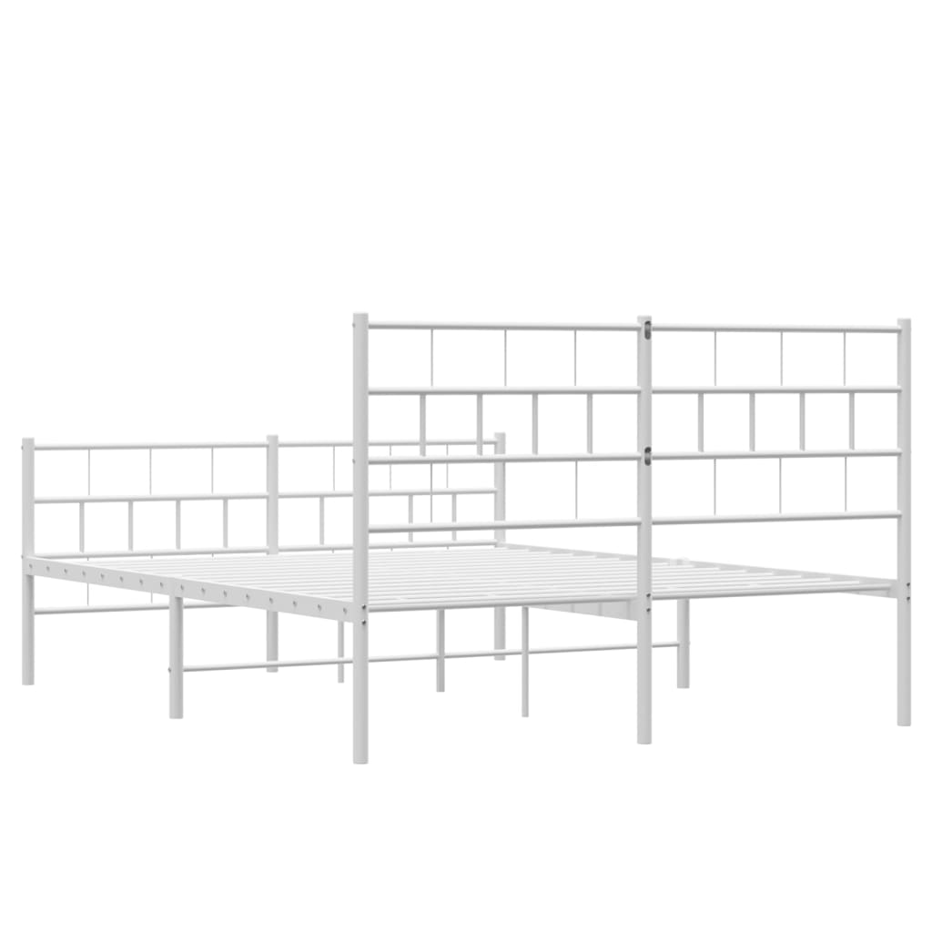 Sengeramme i metall med hode- og fotgavl hvit 140x200 cm