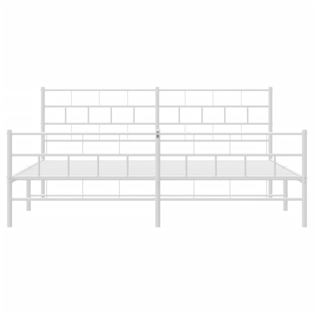 Sengeramme i metall med hode- og fotgavl hvit 183x213 cm