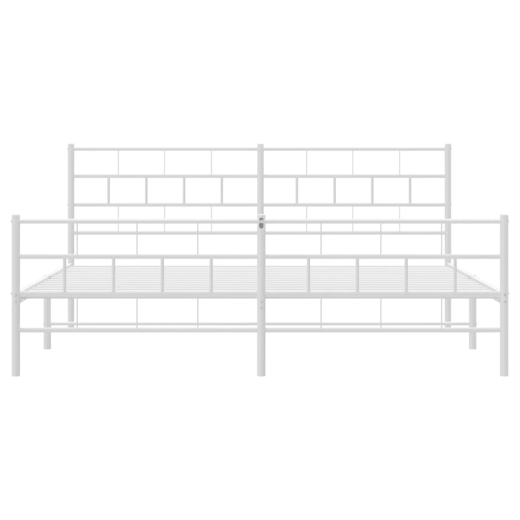 Sengeramme i metall med hode- og fotgavl hvit 193x203 cm