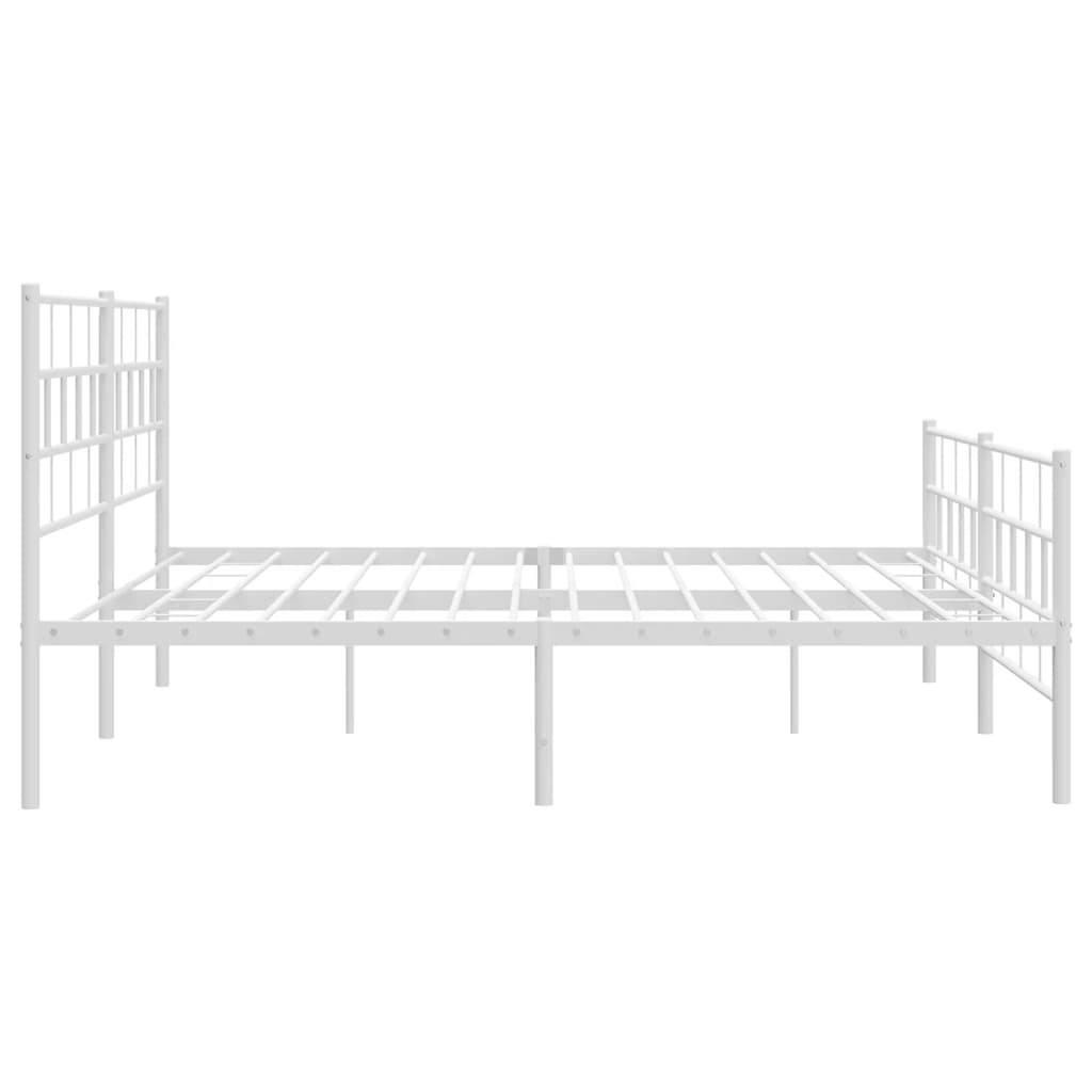 Sengeramme i metall med hode- og fotgavl hvit 193x203 cm