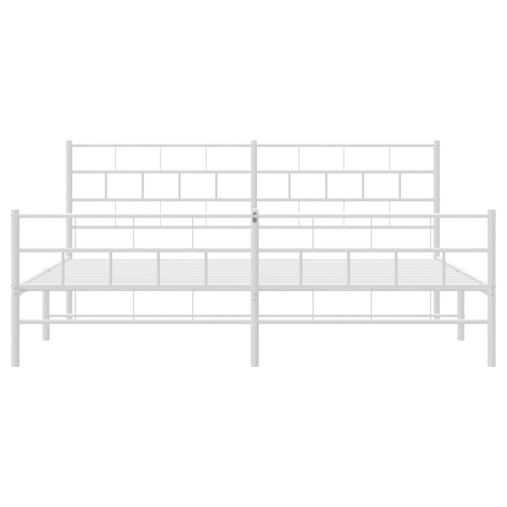 Sengeramme i metall med hode- og fotgavl hvit 200x200 cm