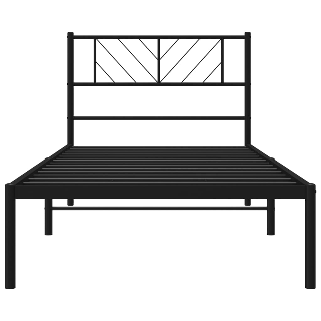 Sengeramme i metall med hodegavl svart 80x200 cm