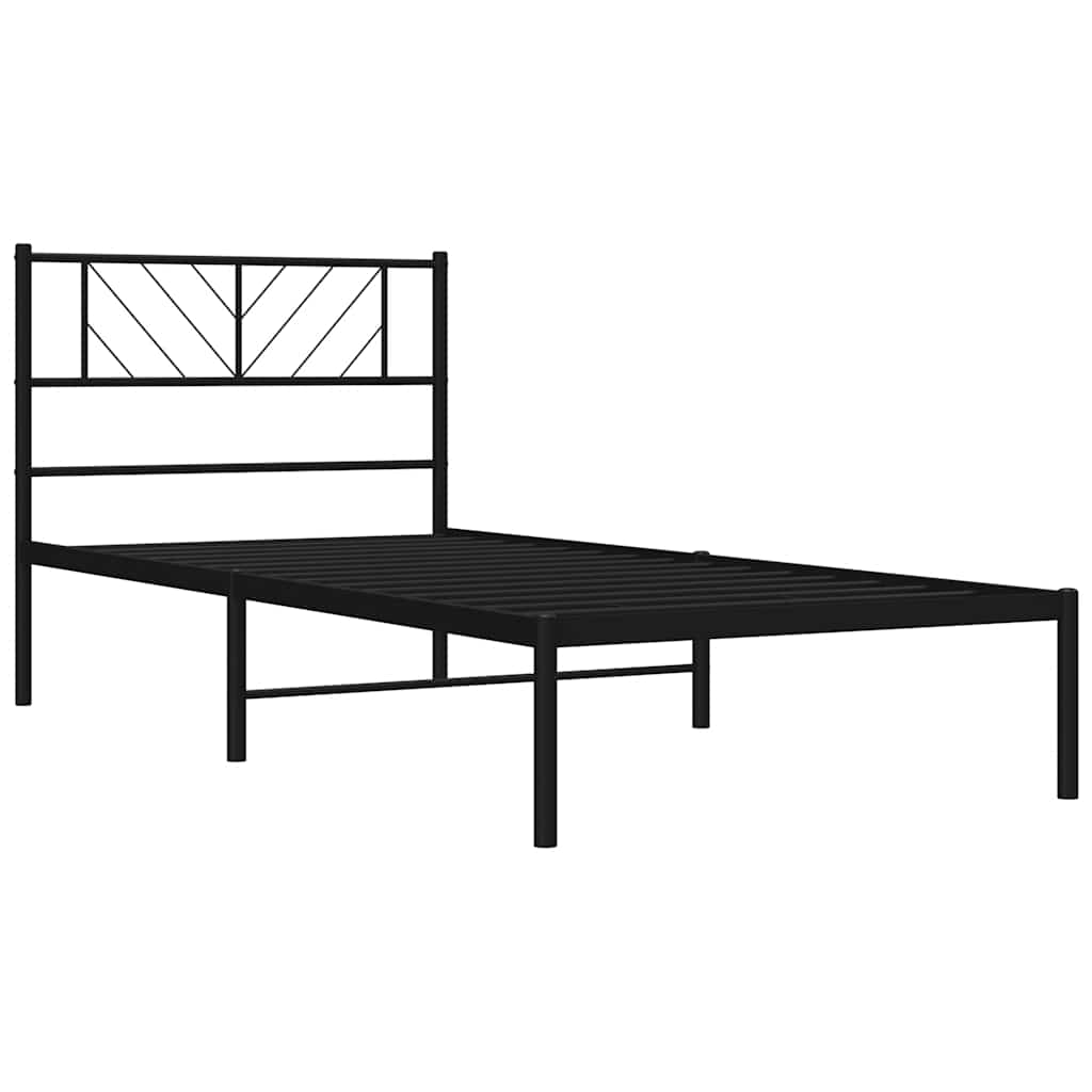 Sengeramme i metall med hodegavl svart 100x200 cm