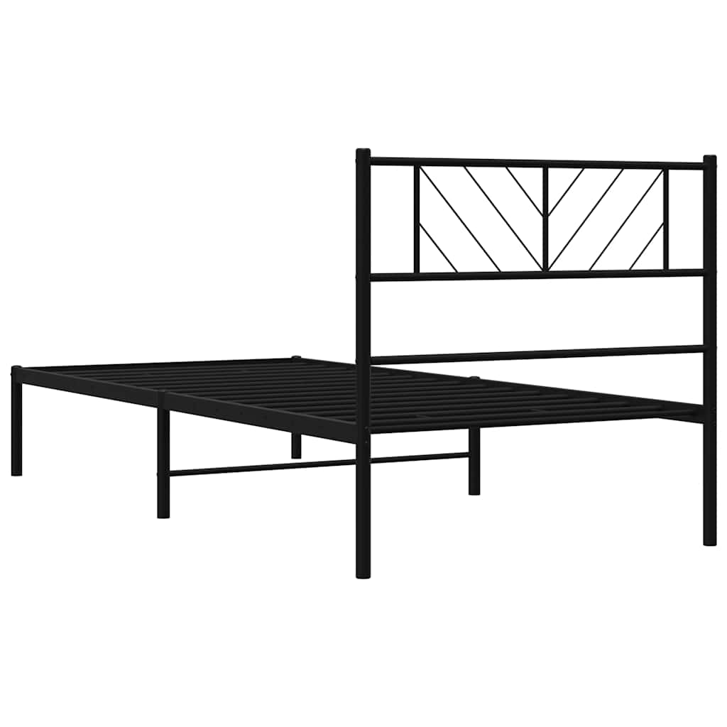 Sengeramme i metall med hodegavl svart 100x200 cm