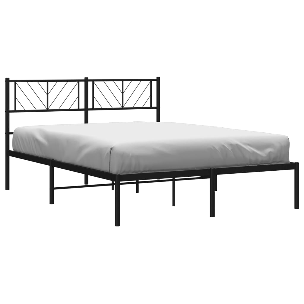 Sengeramme i metall med sengegavl svart 120x200 cm