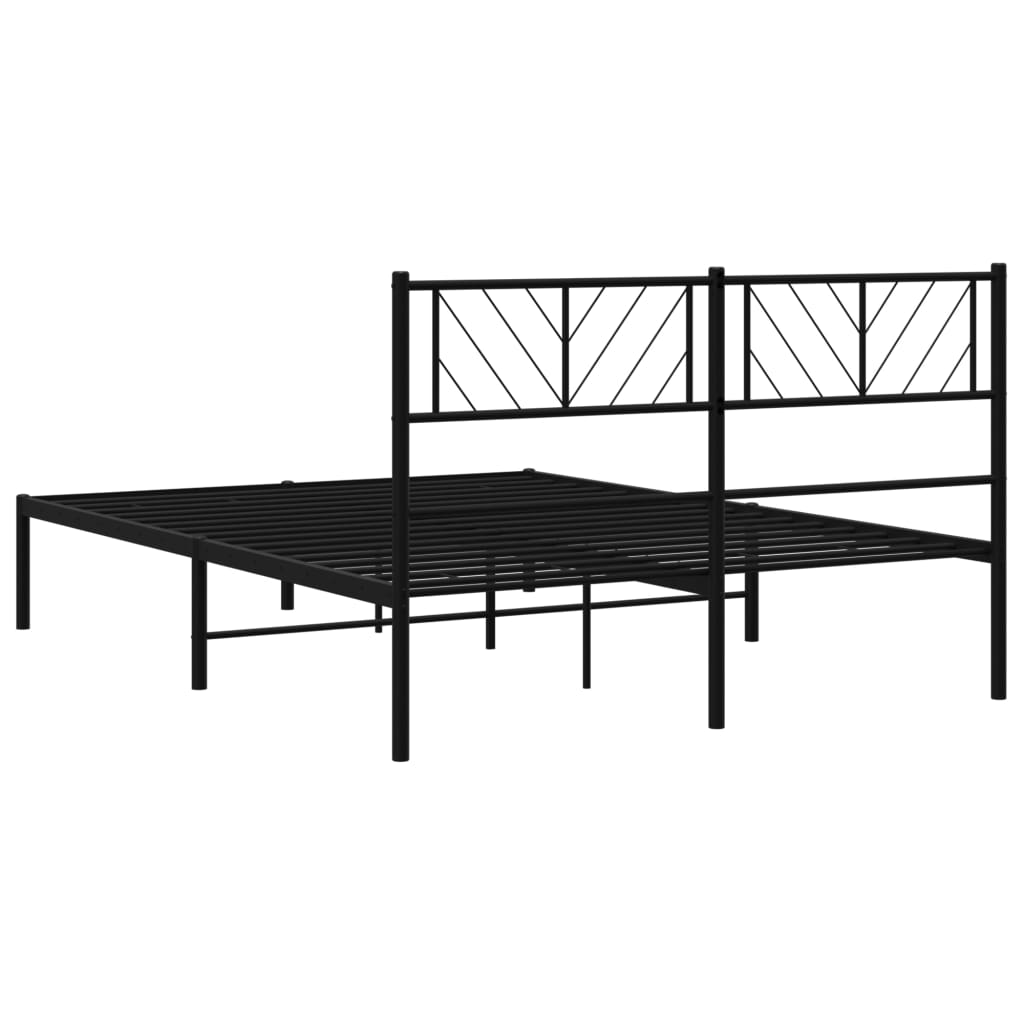 Sengeramme i metall med sengegavl svart 120x200 cm