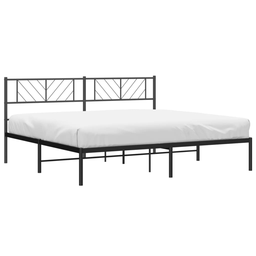 Sengeramme i metall med sengegavl svart 183x213 cm