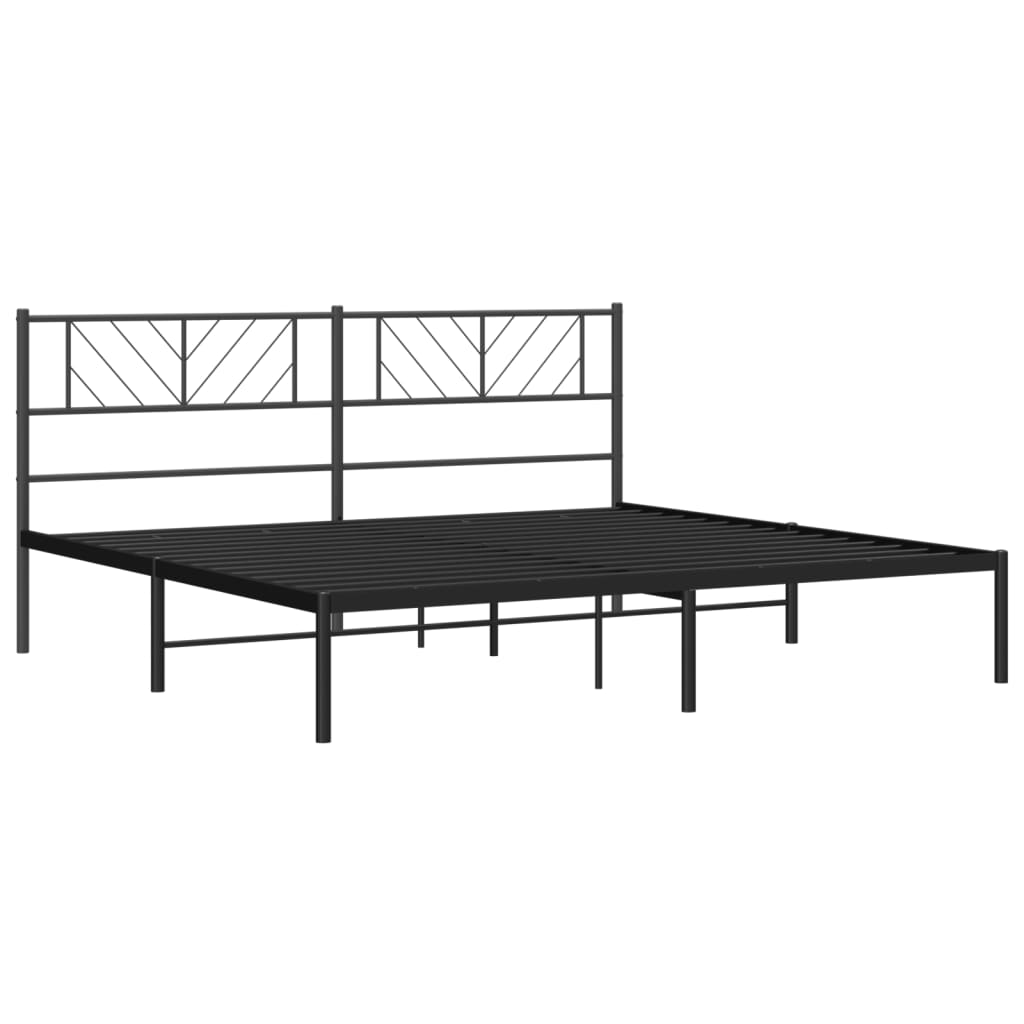 Sengeramme i metall med sengegavl svart 183x213 cm