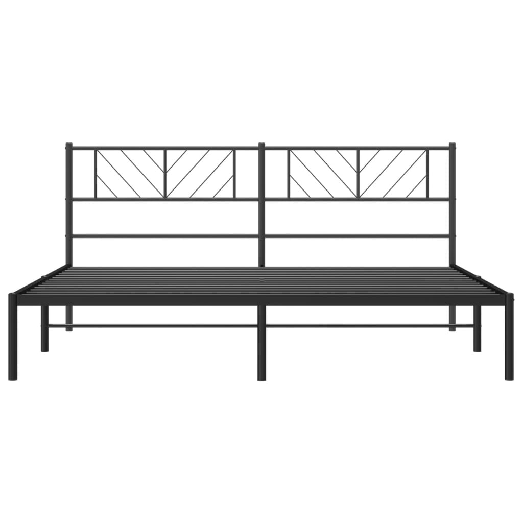 Sengeramme i metall med sengegavl svart 183x213 cm