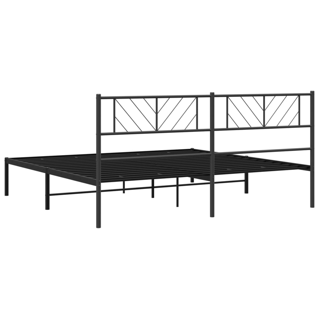 Sengeramme i metall med sengegavl svart 183x213 cm