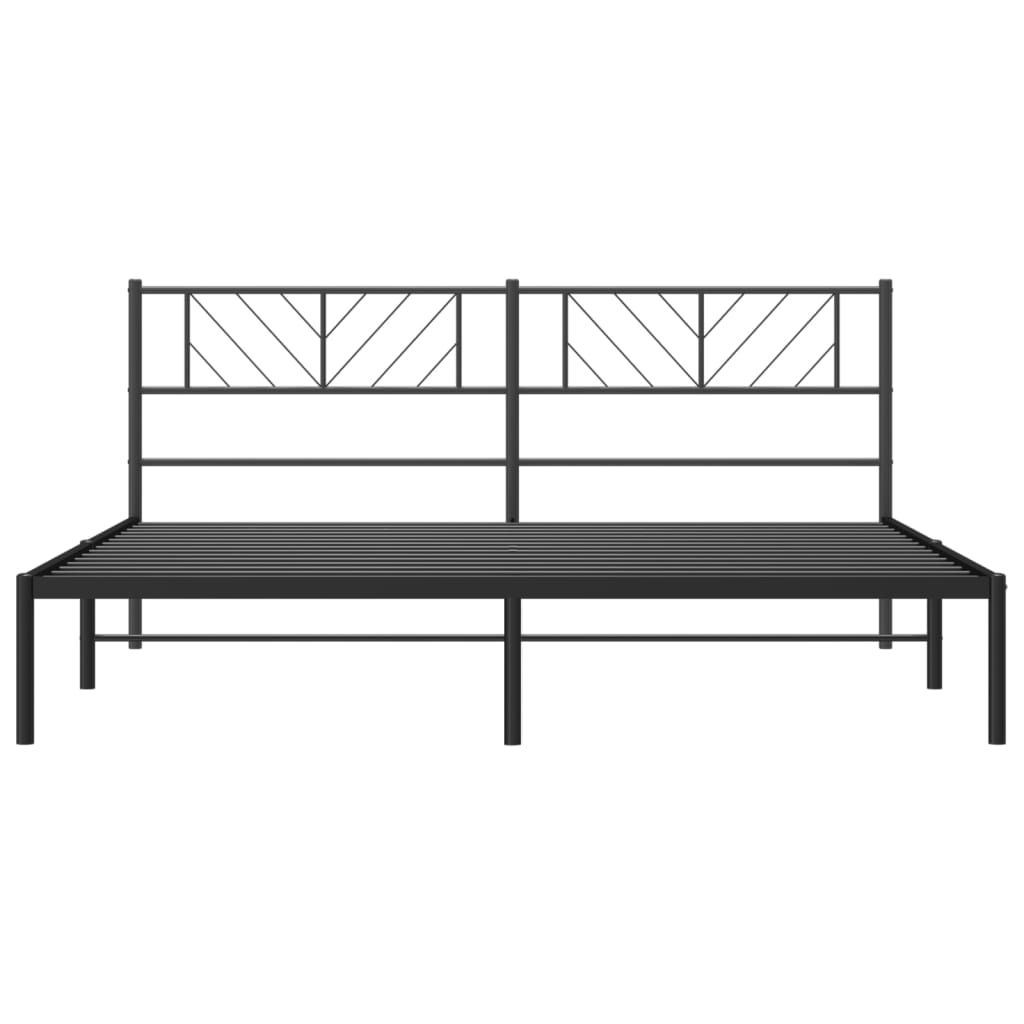 Sengeramme i metall med sengegavl svart 193x203 cm