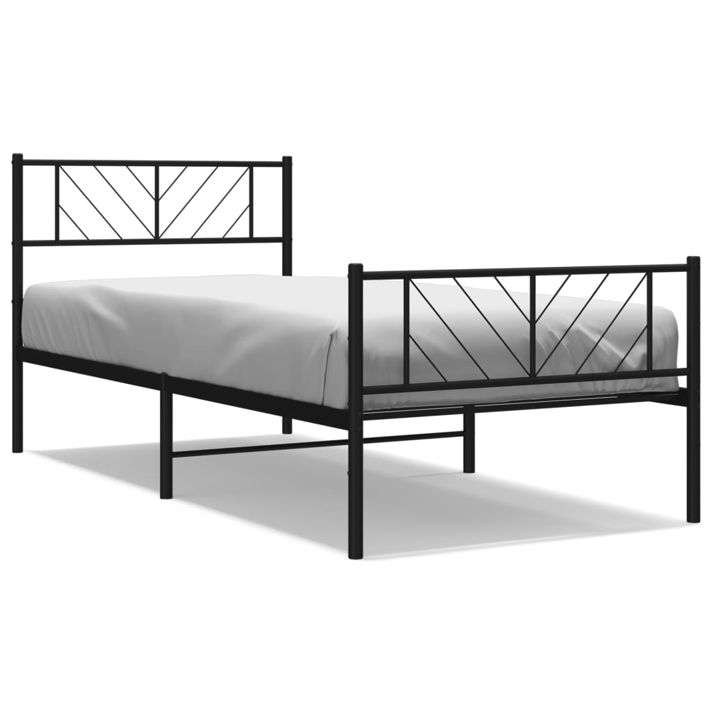 Sengeramme i metall med hode- og fotgavl svart 107x203 cm