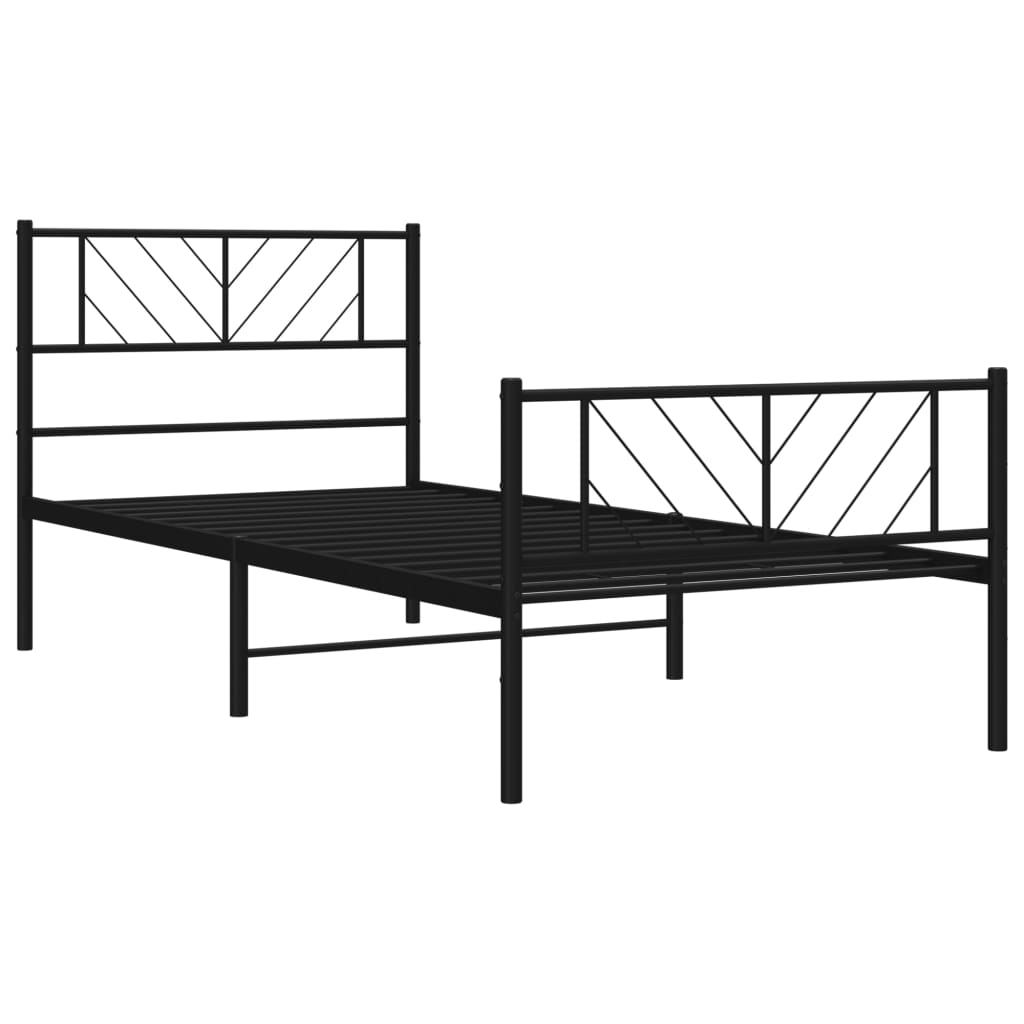 Sengeramme i metall med hode- og fotgavl svart 107x203 cm