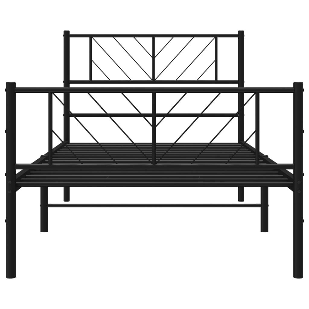 Sengeramme i metall med hode- og fotgavl svart 107x203 cm