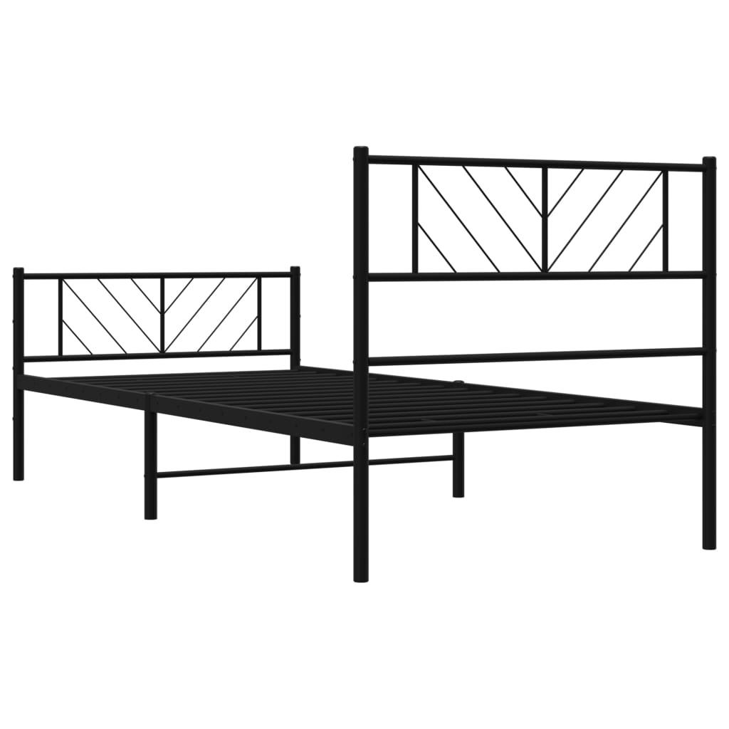 Sengeramme i metall med hode- og fotgavl svart 107x203 cm