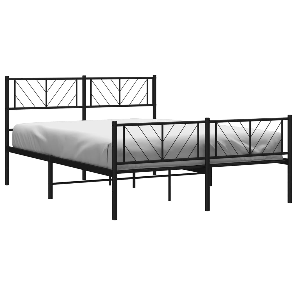 Sengeramme i metall med hode- og fotgavl svart 120x190 cm