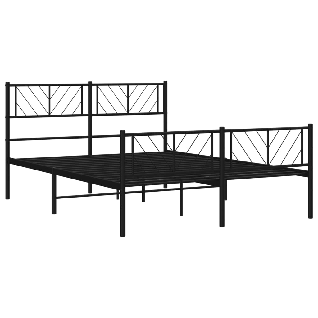 Sengeramme i metall med hode- og fotgavl svart 120x190 cm