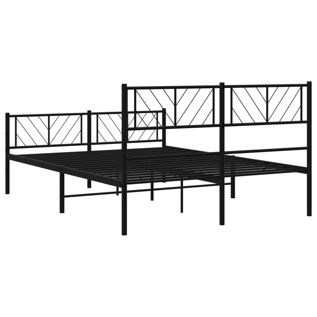 Sengeramme i metall med hode- og fotgavl svart 120x190 cm