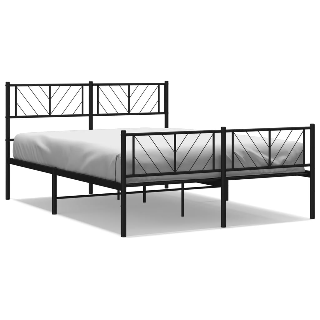 Sengeramme i metall med hode- og fotgavl svart 135x190 cm