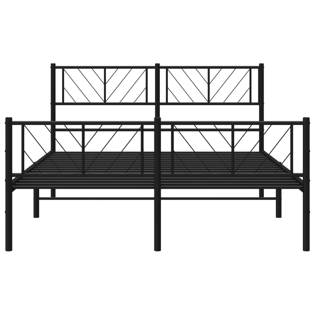 Sengeramme i metall med hode- og fotgavl svart 140x190 cm