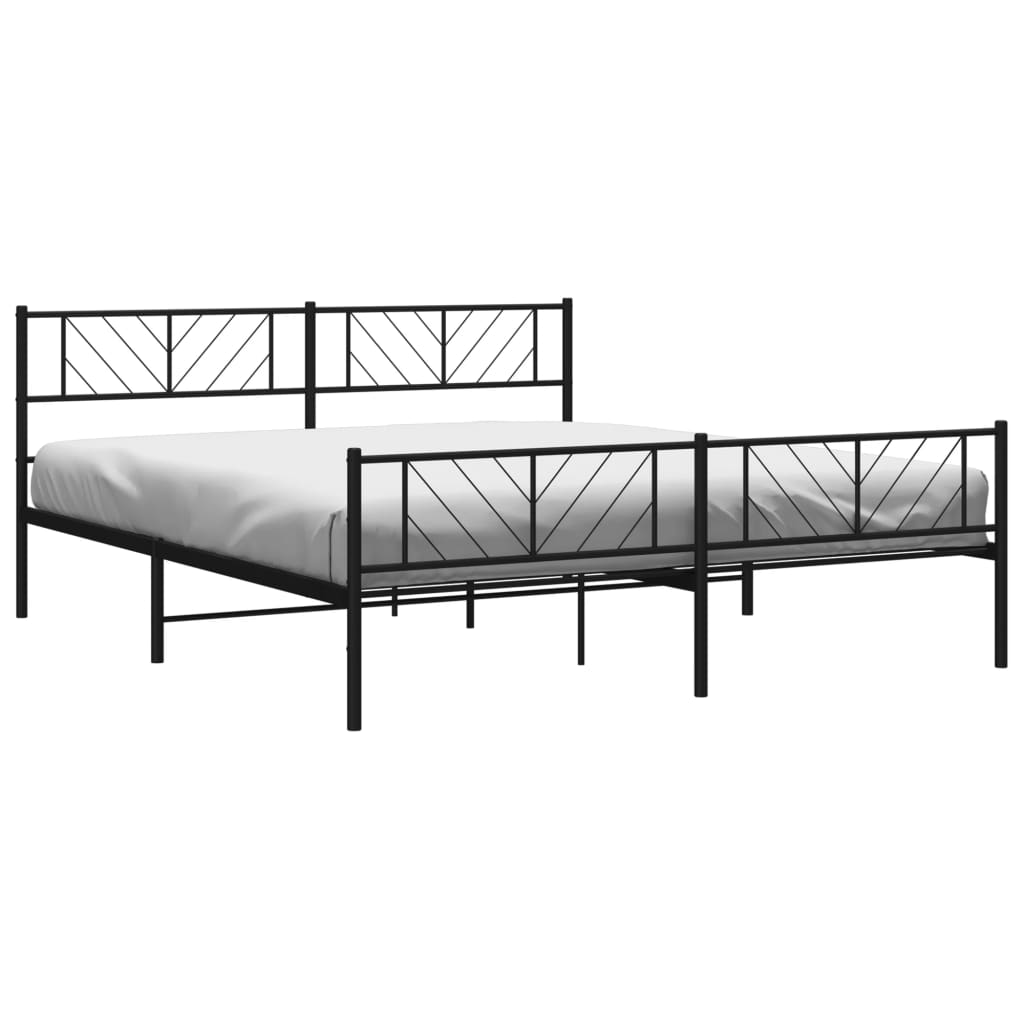 Sengeramme i metall med hode- og fotgavl svart 193x203 cm