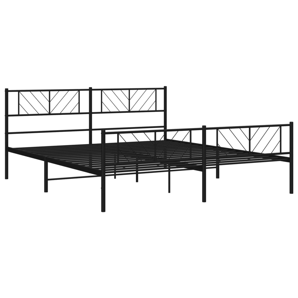 Sengeramme i metall med hode- og fotgavl svart 193x203 cm