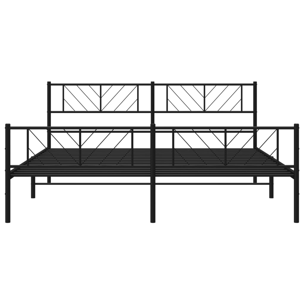 Sengeramme i metall med hode- og fotgavl svart 193x203 cm