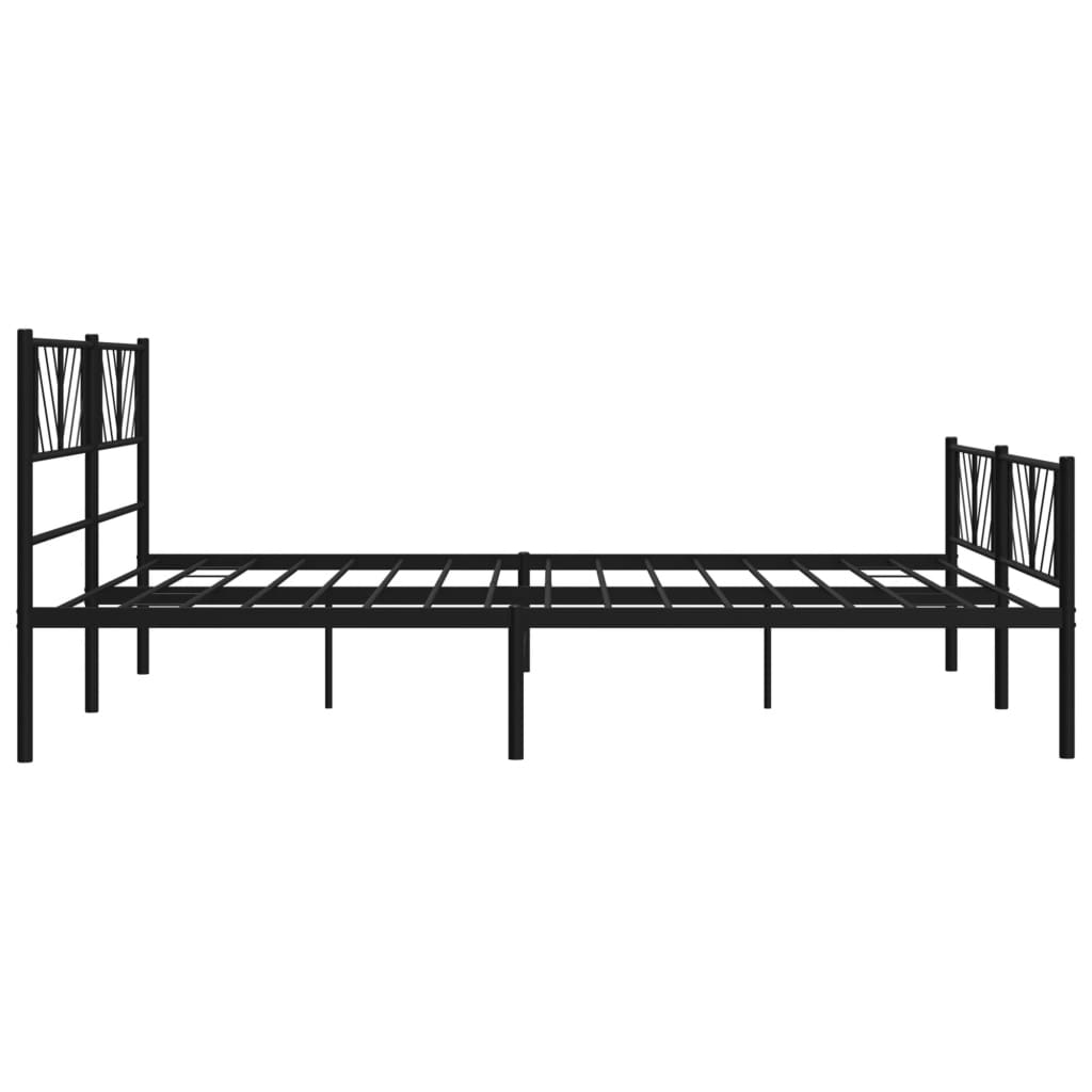 Sengeramme i metall med hode- og fotgavl svart 193x203 cm
