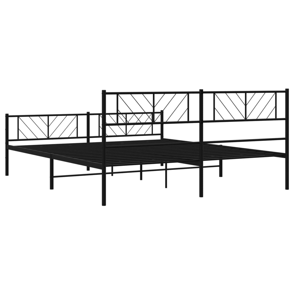 Sengeramme i metall med hode- og fotgavl svart 193x203 cm